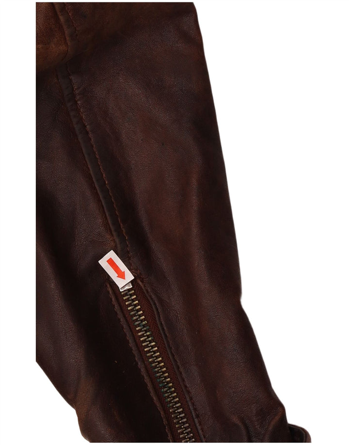 Be Edgy Chaqueta de cuero para hombre UK 38 Cuero marrón medio