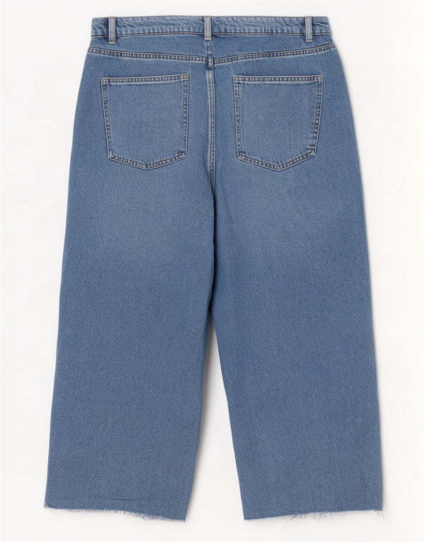 Marks & Spencer Vaqueros de pierna ancha y cintura alta para mujer UK 40 Large W36 L22 Azul