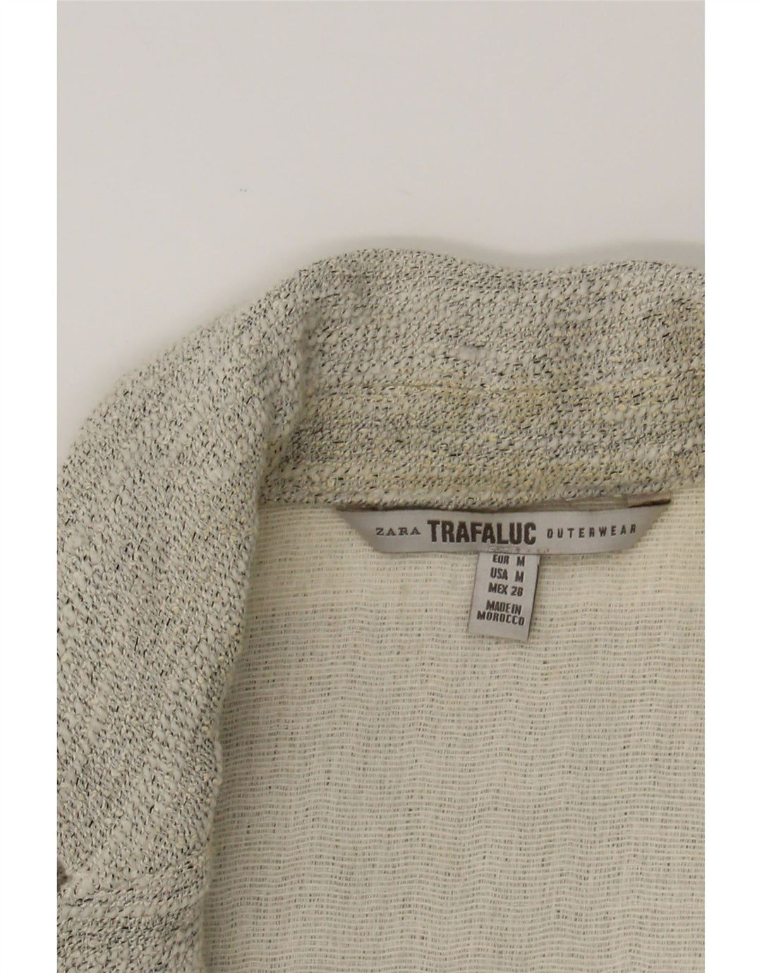 ZARA Womens Overcoat UK 14 Medium Grey Striped Polyester Vintage Zara and Second-Hand Zara from Messina Hembry 