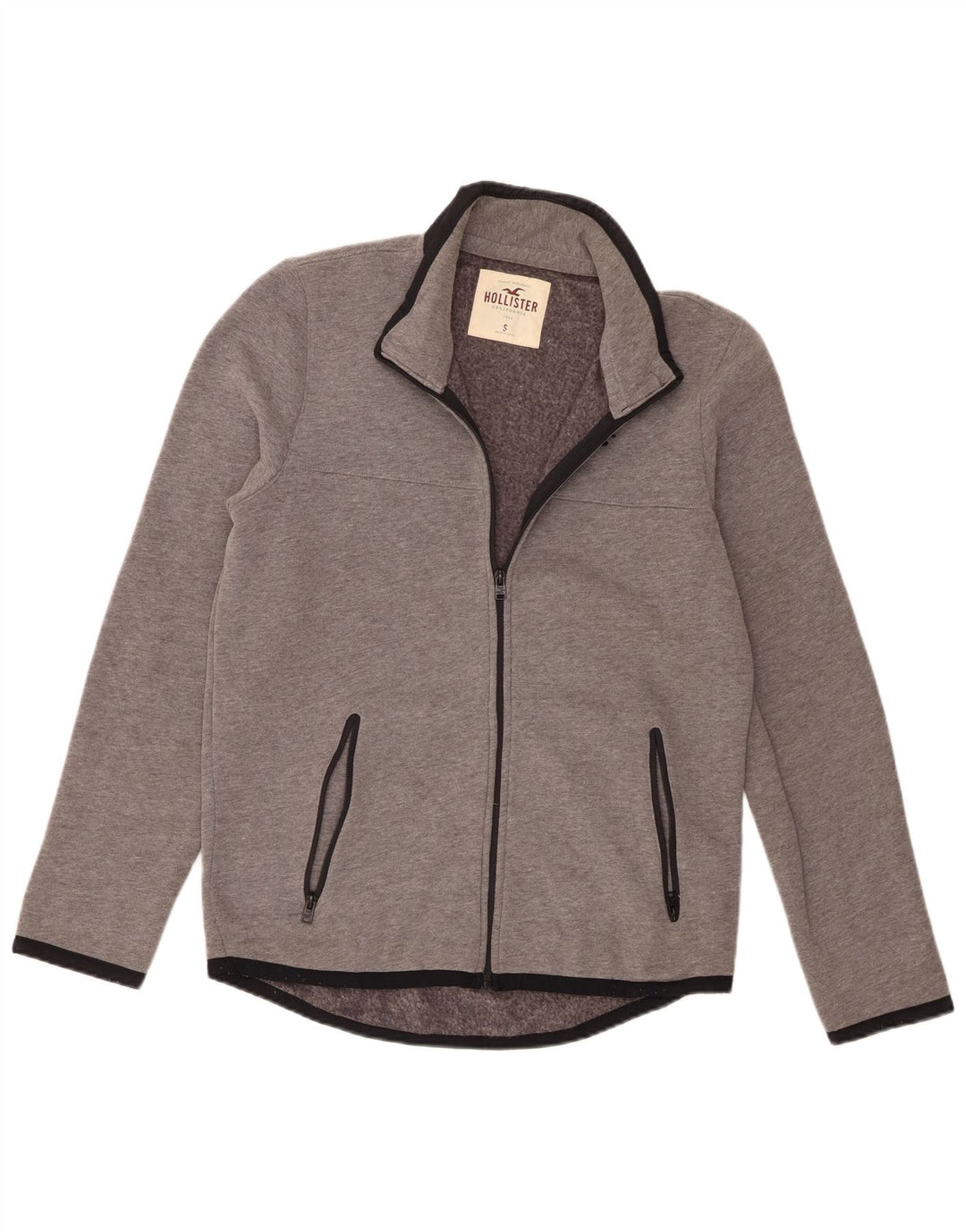 Hollister Hombre Chándal Top Chaqueta De Algodón Color Block Gris Pequeño
