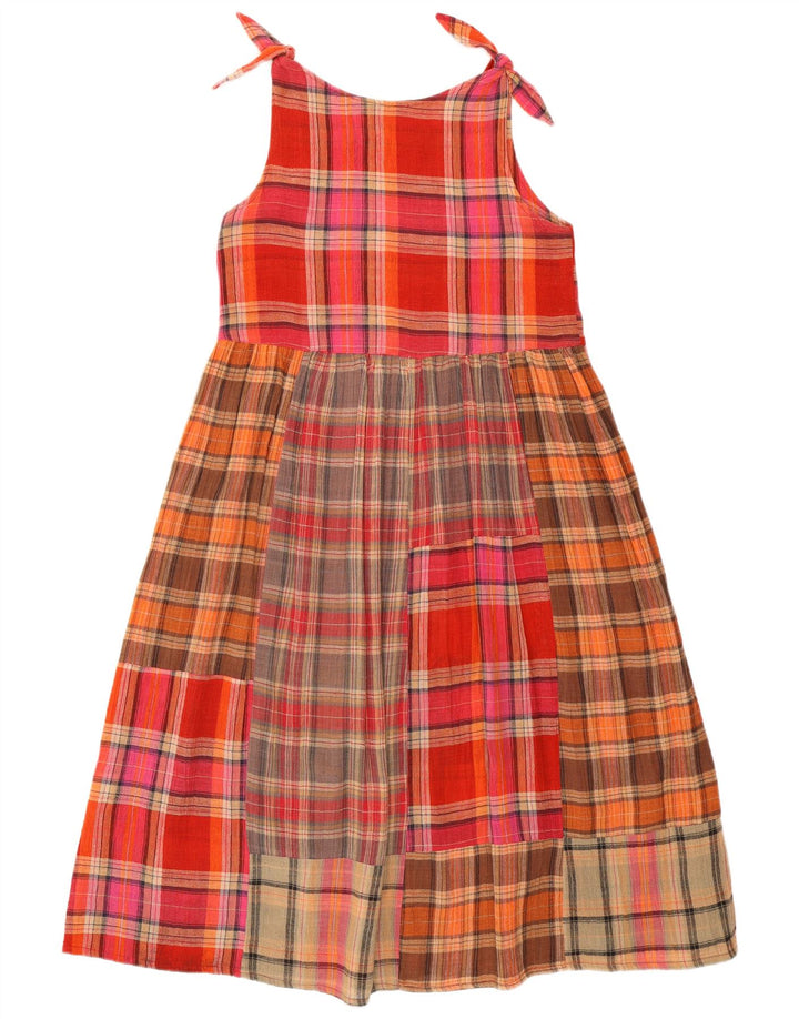 Vintage mujer A-Line vestido Reino Unido 14 medio multicolor patchwork algodón