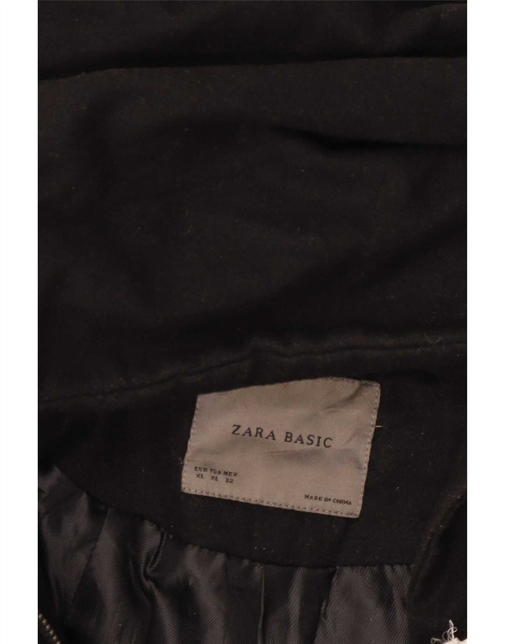 Zara Mujer Abrigo Cortavientos Con Capucha ES 40 XL Poliéster Negro