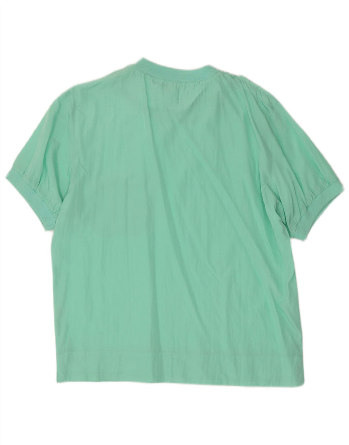 VINTAGE Camiseta Hombre Top Seda Turquesa Mediana