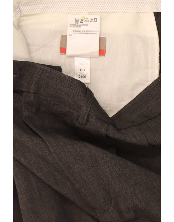 Marks & Spencer Pantalón de traje con pinzas para hombre W34 L31 Poliéster gris
