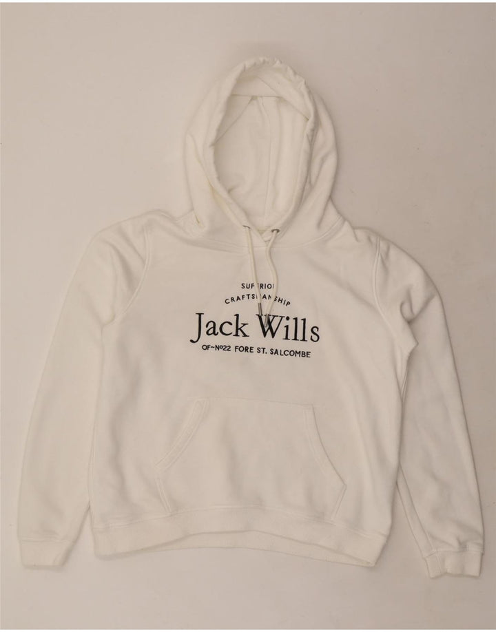 JACK WILLS Jersey con capucha gráfico extragrande para mujer Reino Unido 46 Algodón blanco grande