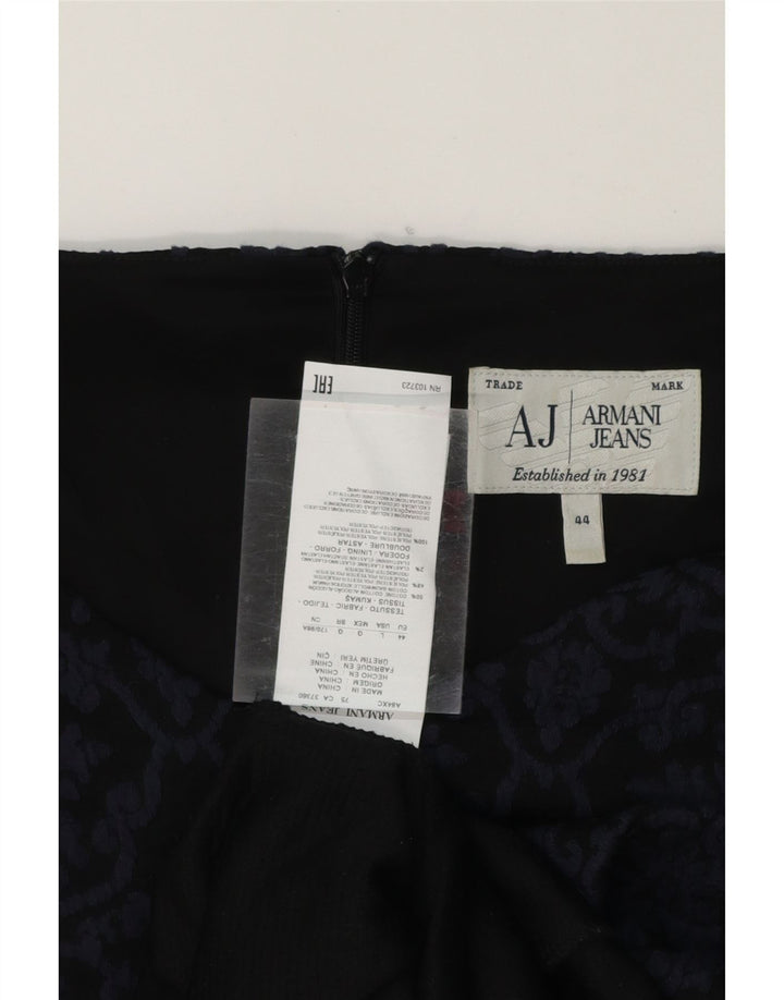 ARMANI JEANS Womens Sheath Dress IT 44 Medium Navy Blue Paisley Vintage Armani Jeans and Second-Hand Armani Jeans from Messina Hembry 