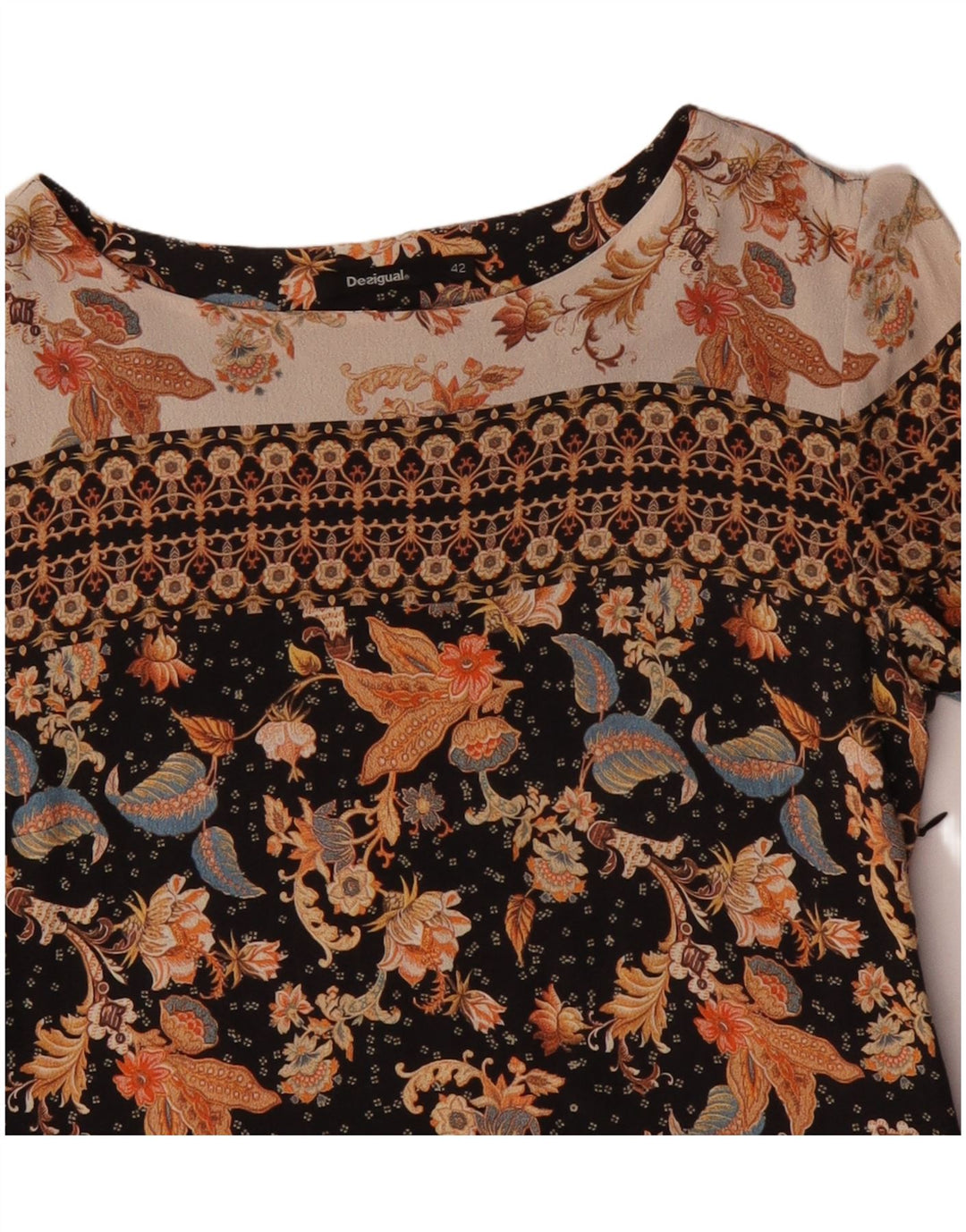 DESIGUAL Vestido recto de manga 3/4 para mujer EU 42 Grande Multicolor Floral