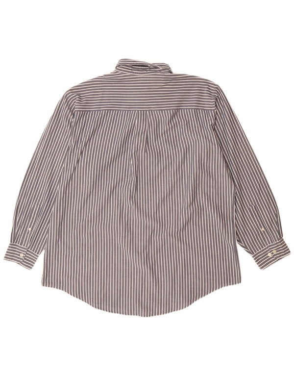 Lands End Camisa alta para hombre Talla 17 1/2 XL Algodón azul marino a rayas