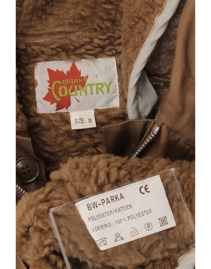 Country Chaqueta Parka Sherpa con Capucha para Hombre UK 38 Poliéster Beige Medio
