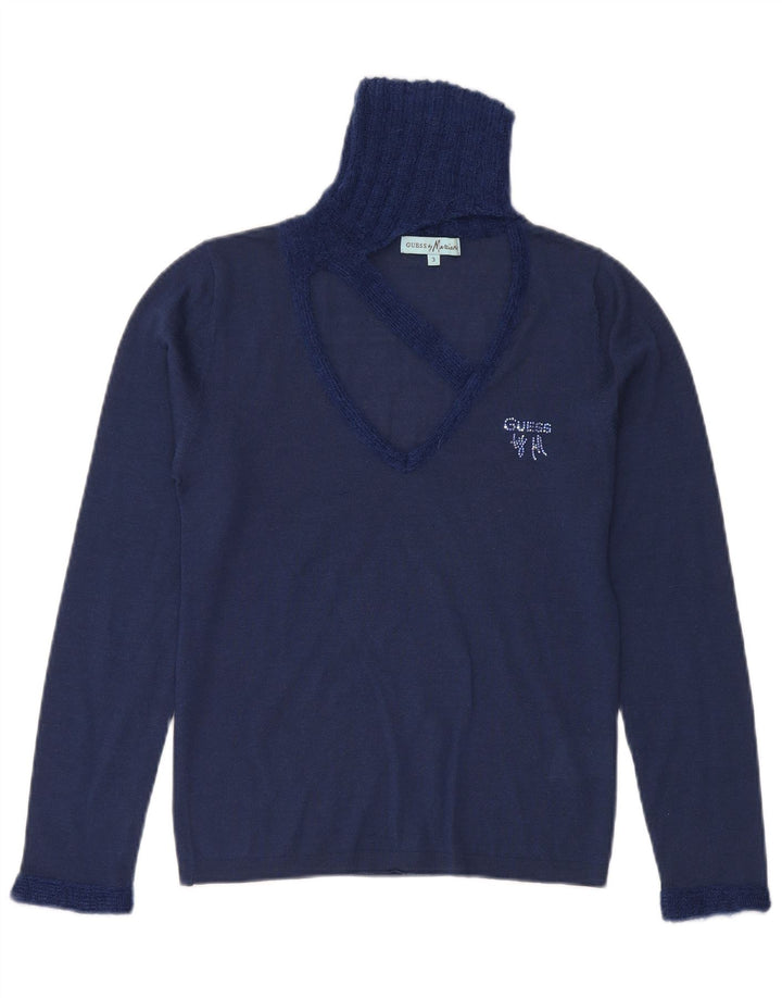 Guess suéter marciano con cuello de tortuga para mujer US 3 pequeño azul marino lana