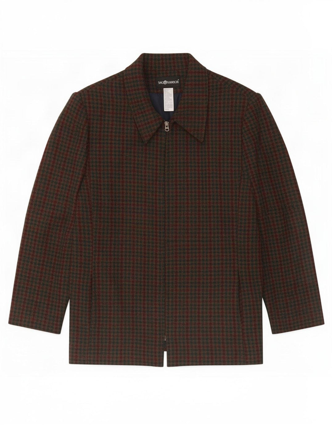 Sag Harbor Chaqueta tipo blazer con cremallera completa para mujer UK 40 XL Lana a cuadros verde