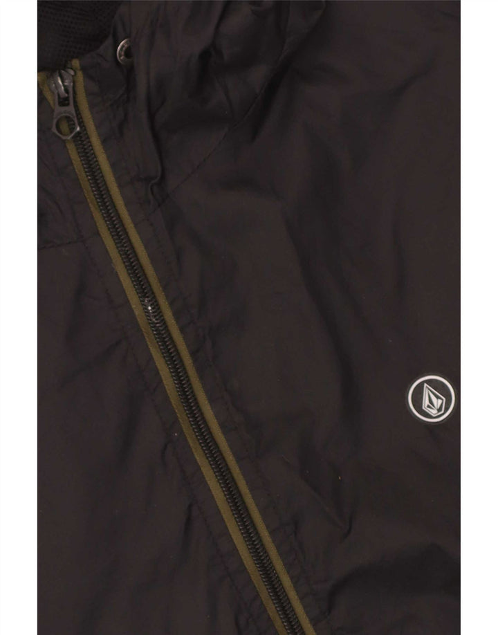 Volcom Chaqueta impermeable con capucha para hombre UK 36 Small Black Camuflaje Nylon