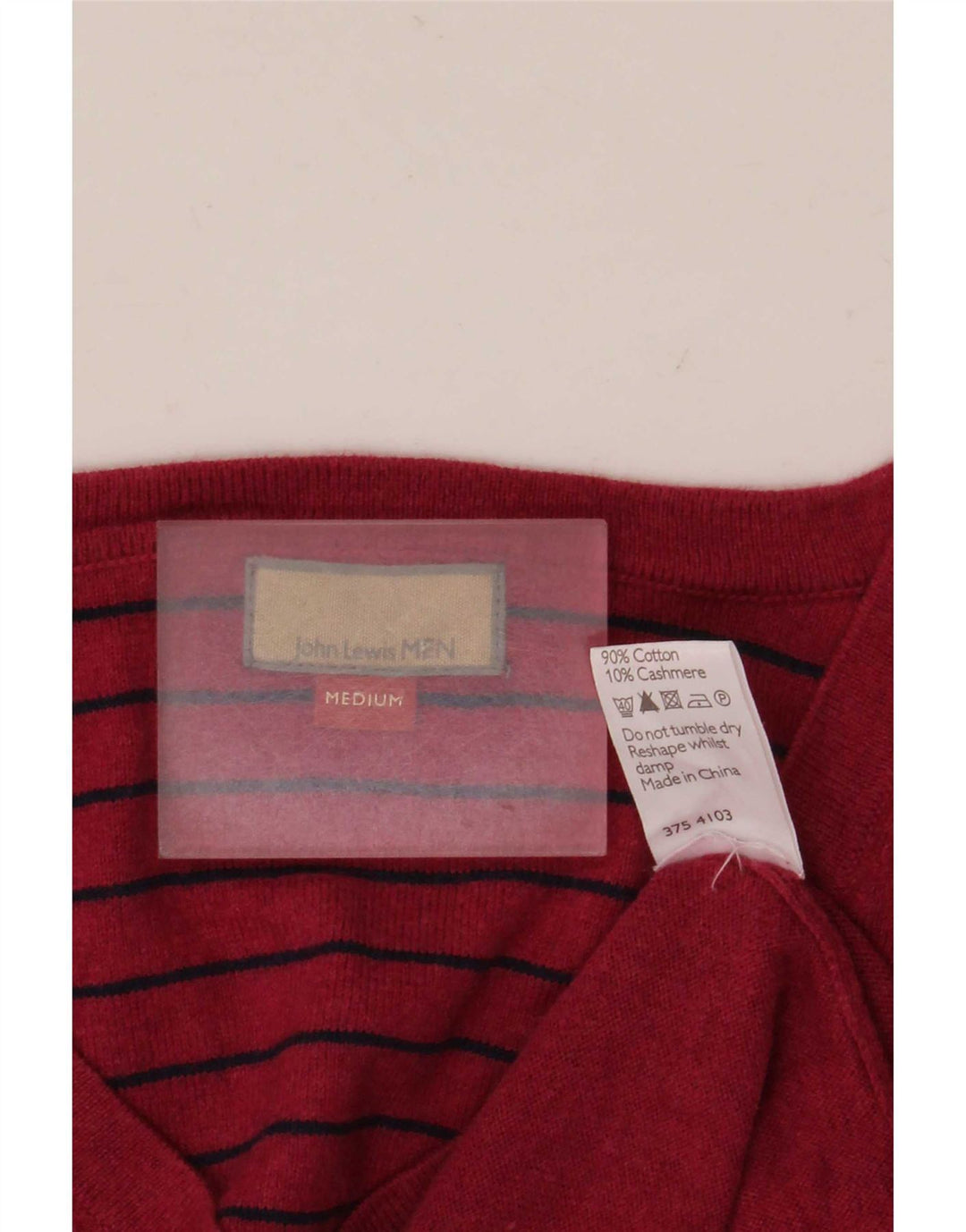 John Lewis - Jersey con cuello en V para hombre, color rojo medio, algodón