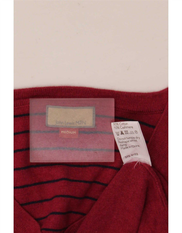 John Lewis - Jersey con cuello en V para hombre, color rojo medio, algodón