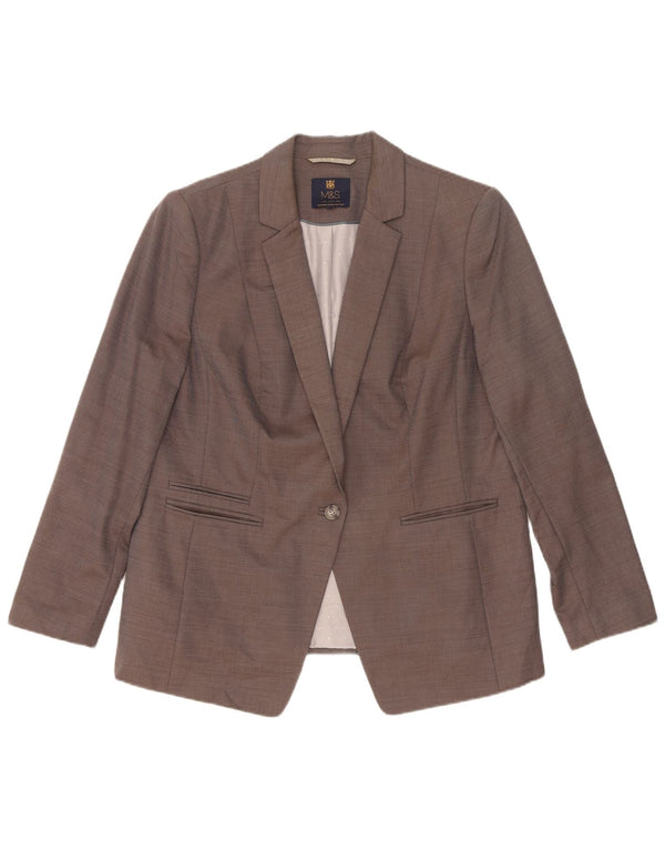 Marks & Spencer Chaqueta tipo blazer con 1 botón para mujer UK 40 XL Viscosa gris