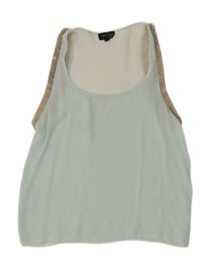 Topshop Blusa sin mangas para mujer Top UK 10 Small Poliéster azul