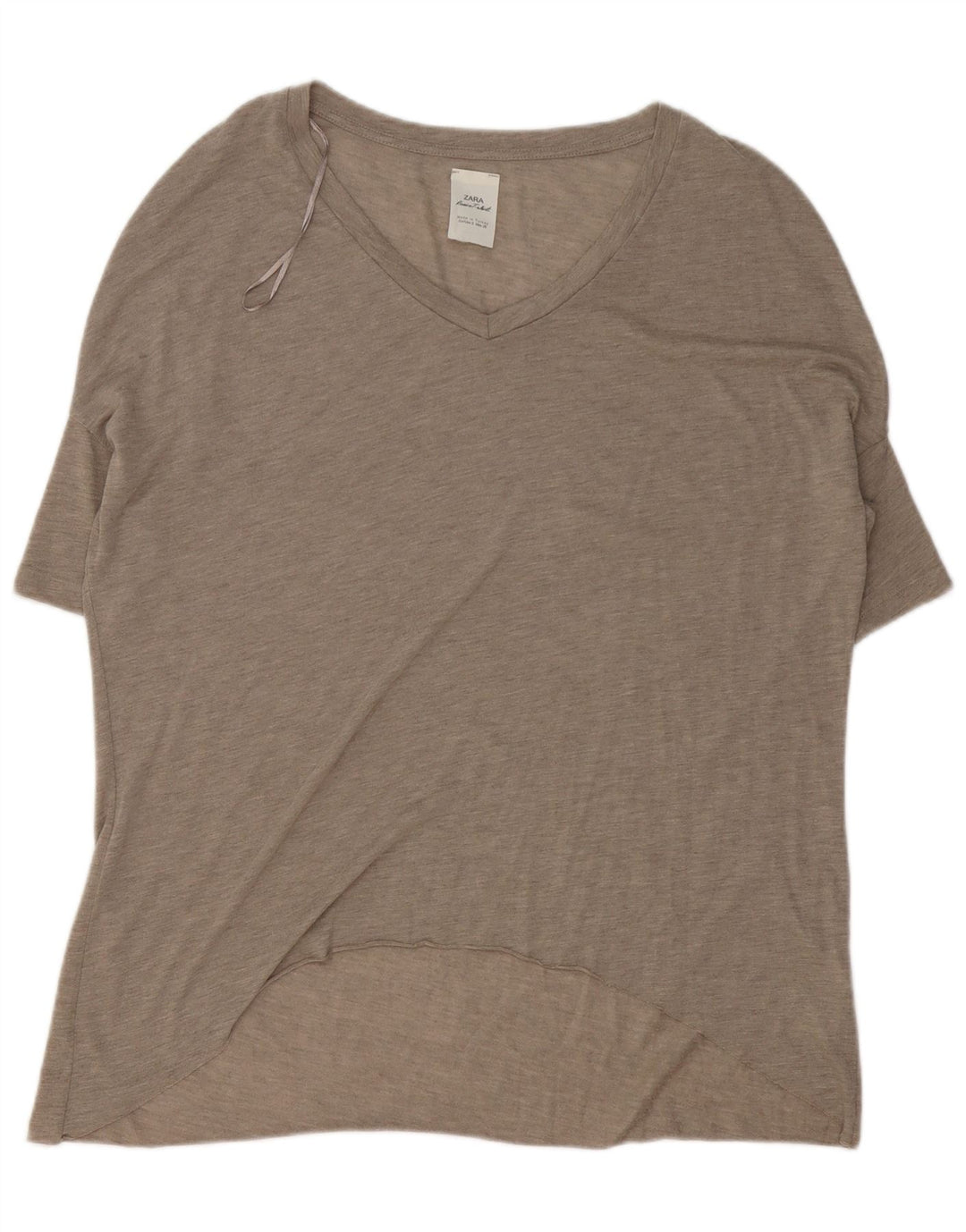 Zara Mujer Camiseta Extragrande Top UK 10 Small Beige Poliéster