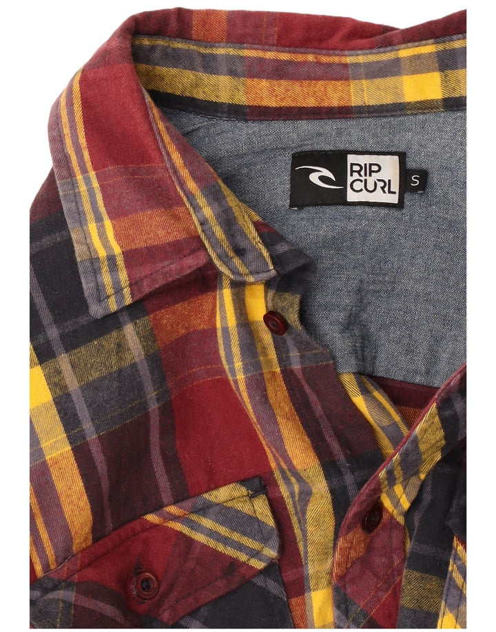 Camisa de franela Rip Curl para hombre con cuadros rojos pequeños