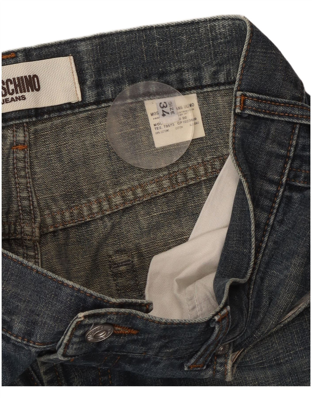 MOSCHINO Vaqueros Rectos Hombre W34 L27 Algodón Azul