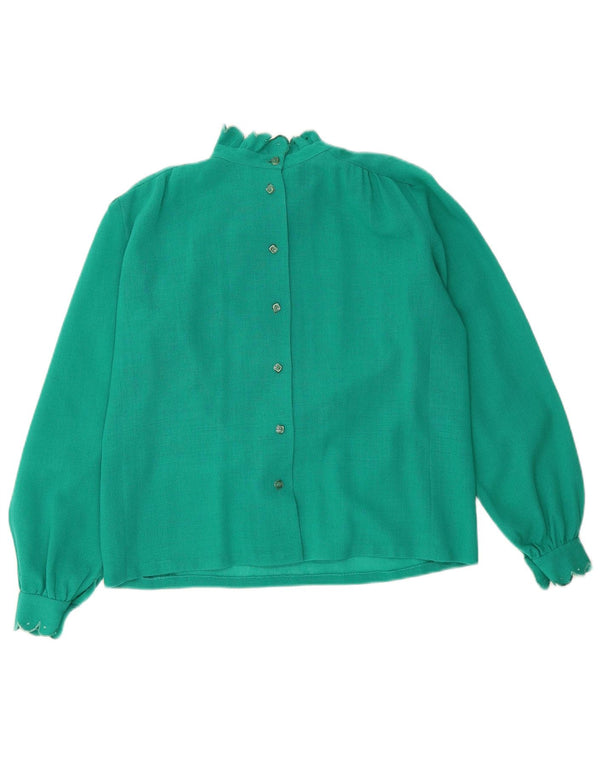Vintage mujer camisa blusa Reino Unido 16 grande turquesa