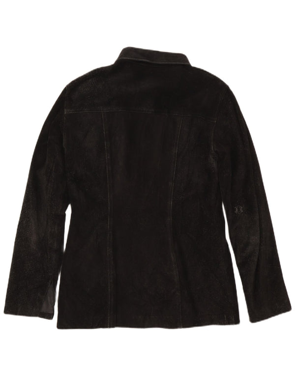 Vintage mujer sobrecamisa ante camisa IT 46 grande negro