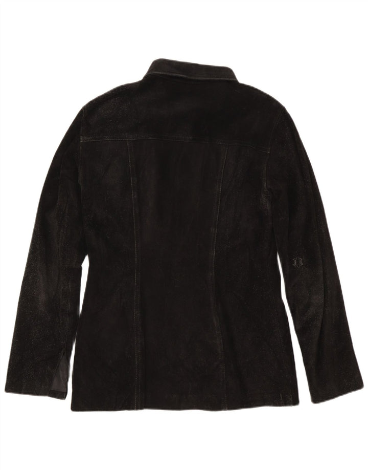 Vintage mujer sobrecamisa ante camisa IT 46 grande negro