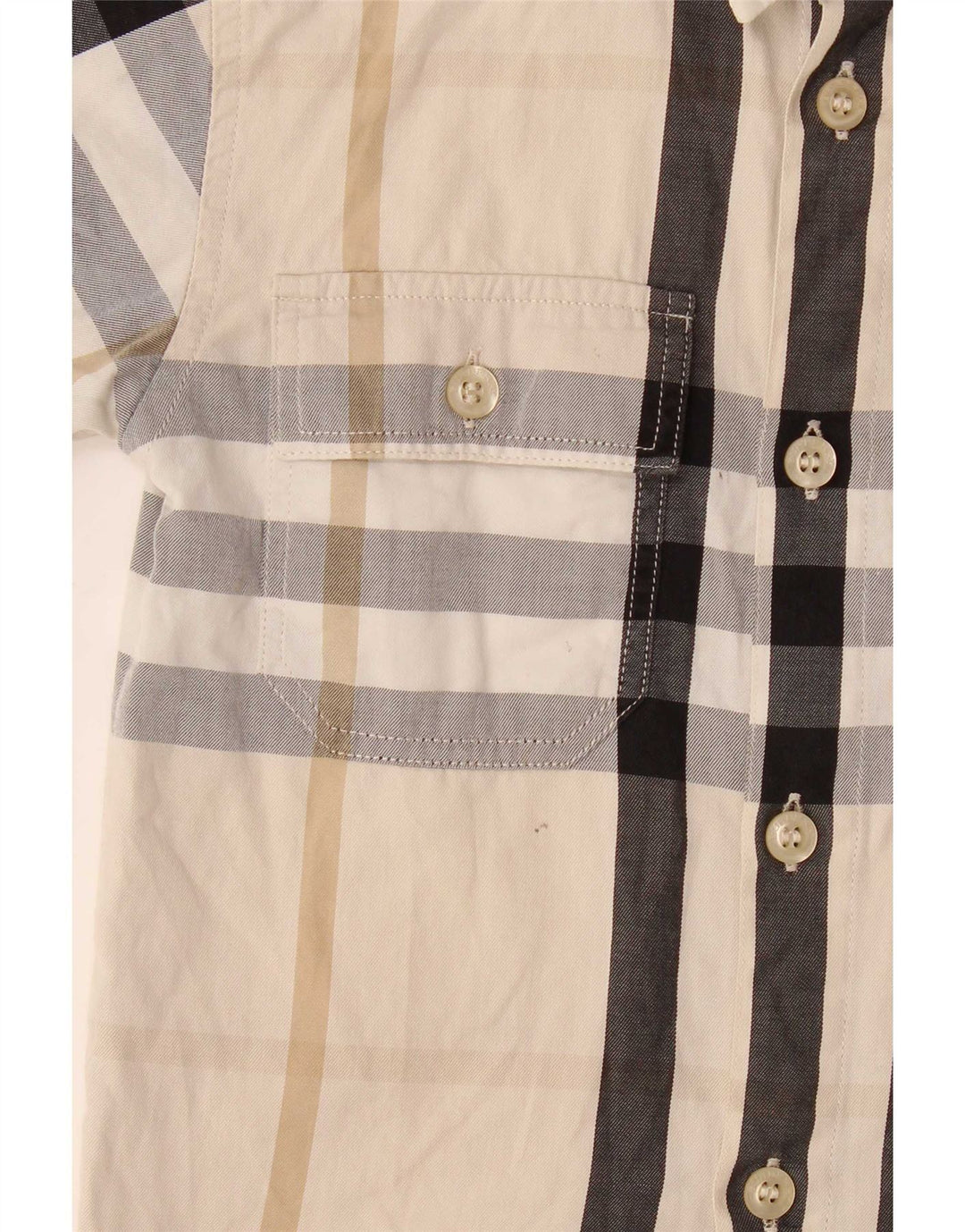 Burberry Camisa Manga Corta Niño 3-4 Años Cuadros Beige