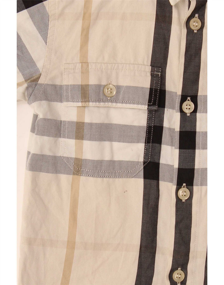 Burberry Camisa Manga Corta Niño 3-4 Años Cuadros Beige