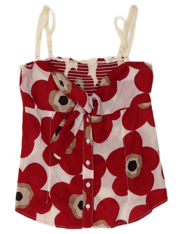 Dolce & Gabbana Top Corto Cami Mujer IT 44 Algodón Floral Rojo Medio