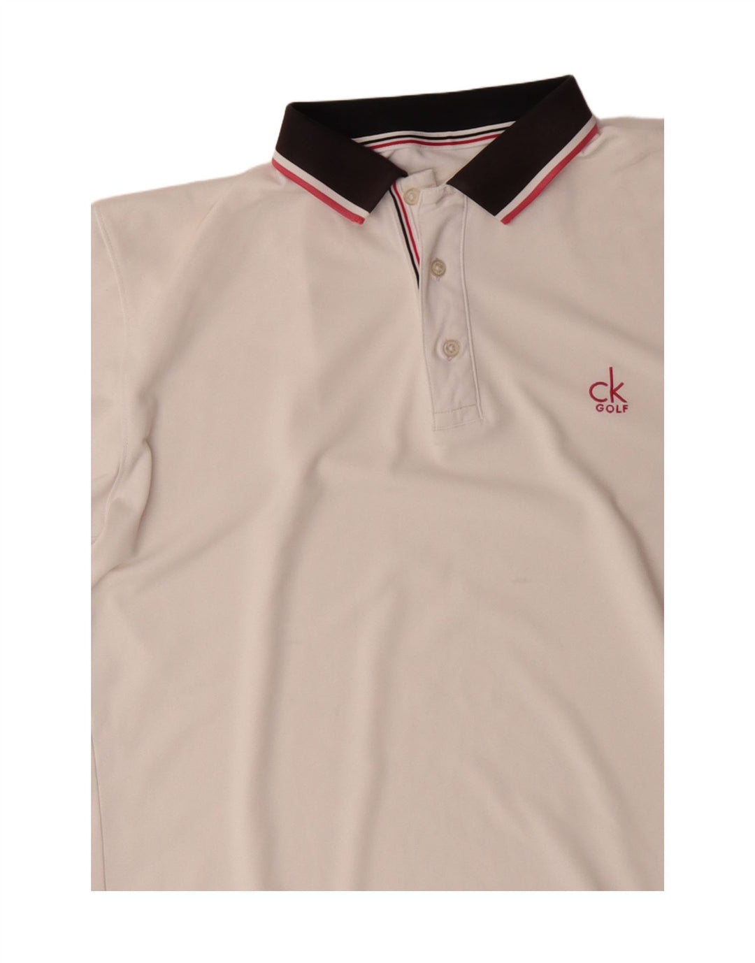 CALVIN KLEIN Polo de golf para hombre Grande Blanco Colorblock Poliéster