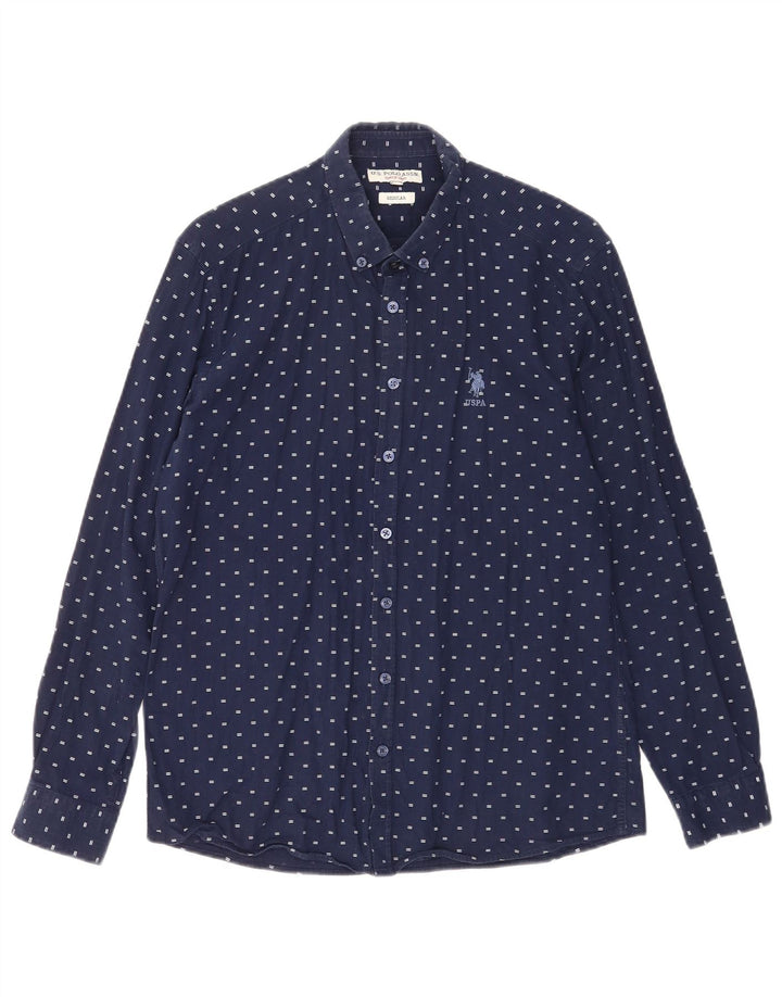 Asociación de Polo de EE. UU. Camisa Regular Fit De Algodón Con Lunares Azul Marino Medio Hombre