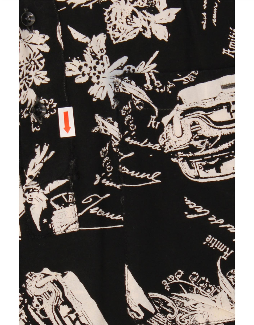 VINTAGE Hombres Gráfico Jersey Camisa Mediano Negro