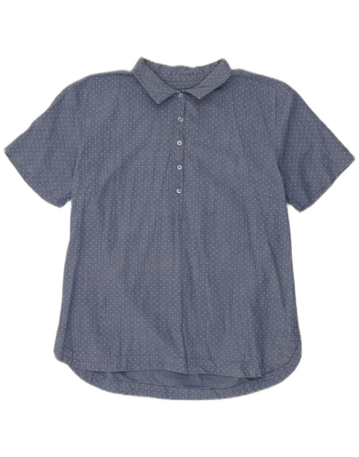 Dack's Camisa tipo jersey de manga corta para mujer UK 40 XL Algodón con lunares azules