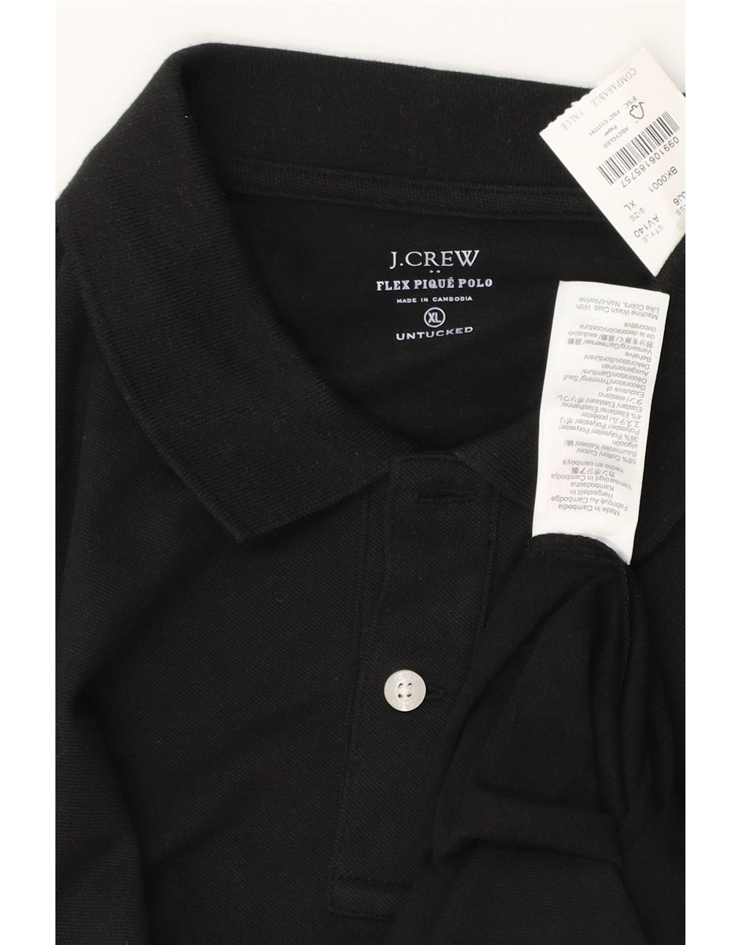 J. CREW Polo Hombre XL Algodón Negro