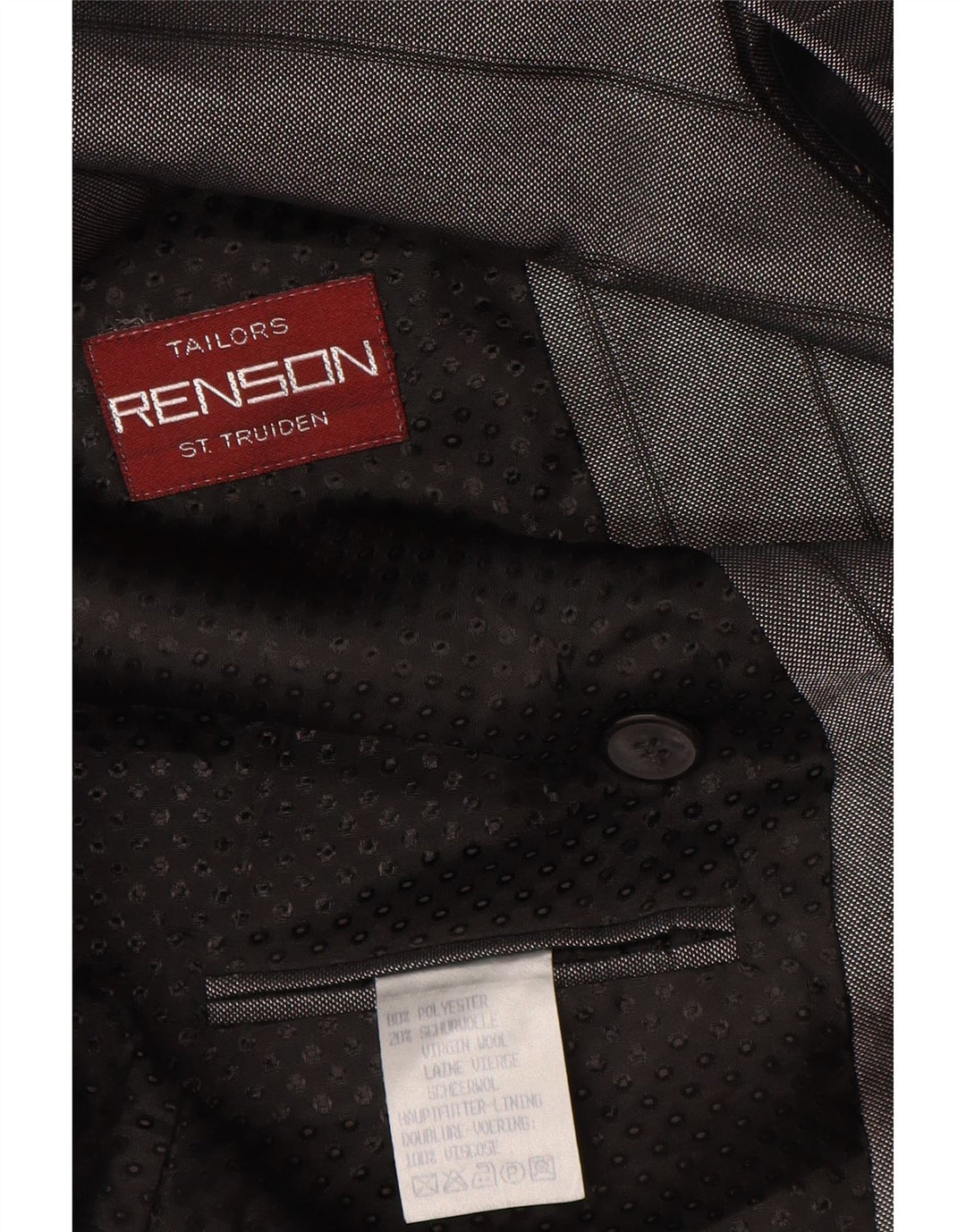 Vintage Mens Blazer Chaqueta Reino Unido 38 Poliéster a rayas gris medio