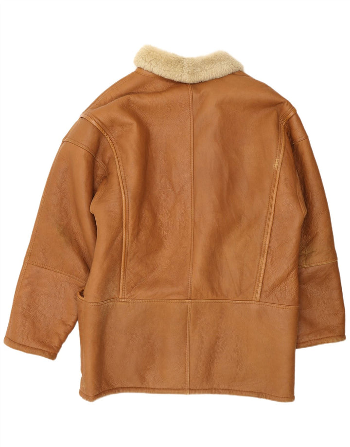 Vinci Chaqueta de piel de oveja para hombre UK 40 Large Cuero marrón
