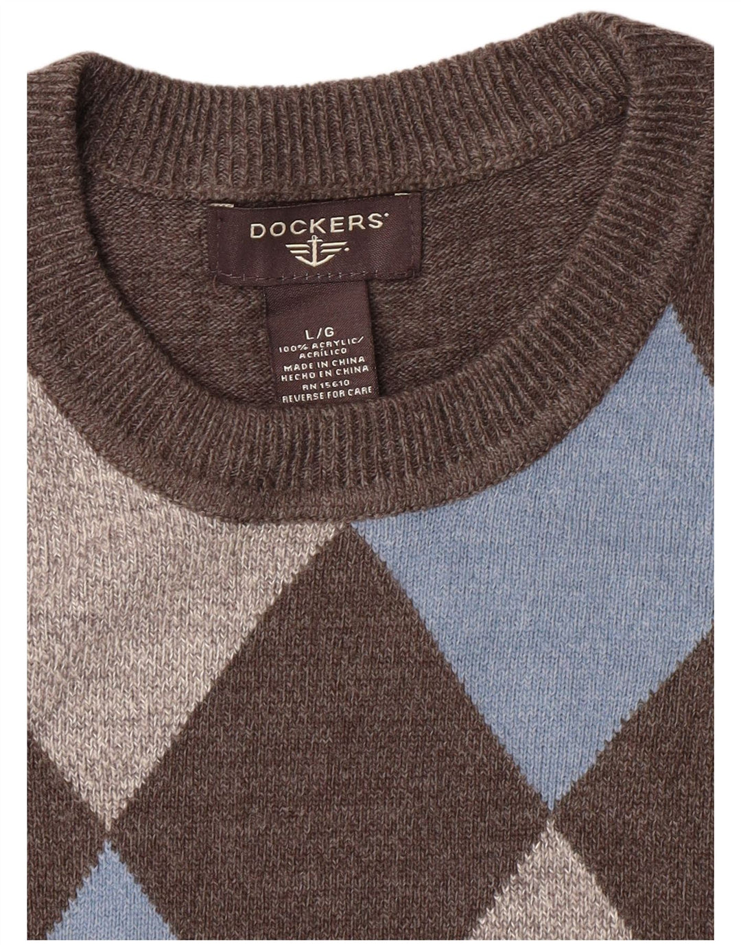 Dockers Suéter De Cuello Redondo Para Hombre Grande Gris Argyle/Diamante Acrílico