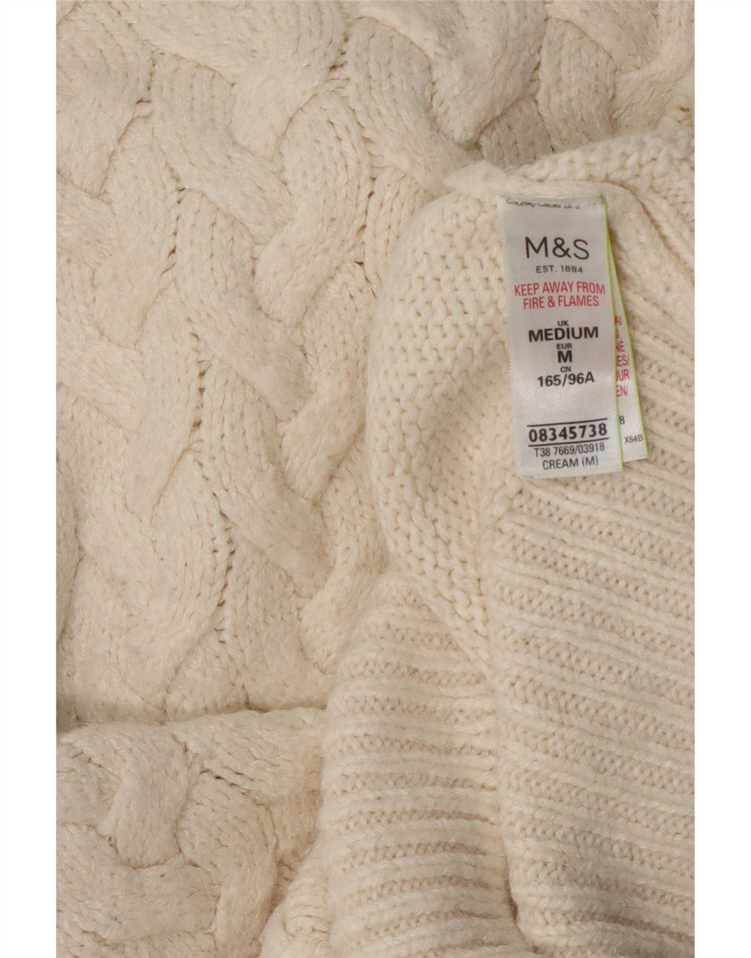 Marks & Spencer Suéter tipo jersey con cuello alto para mujer UK 40 Medium Off White Cl