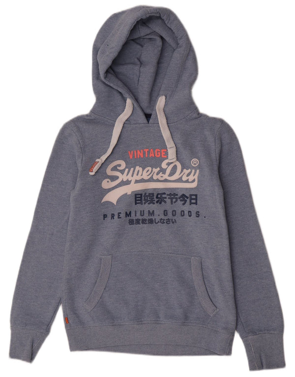 Superdry Jersey con capucha gráfica para mujer Reino Unido 10 Small Blue Cotton