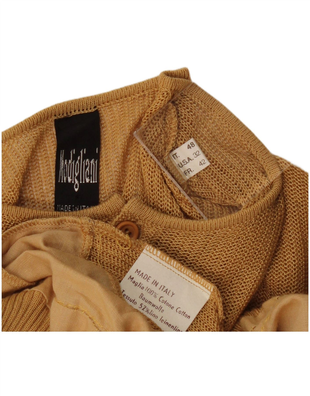 MODIGLIANI Jersey de cuello redondo para mujer IT 48 XL Bloque de color beige