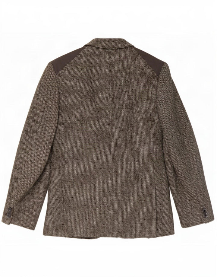 Vintage hombres 1 botón Blazer chaqueta Reino Unido 38 lana moteada gris medio