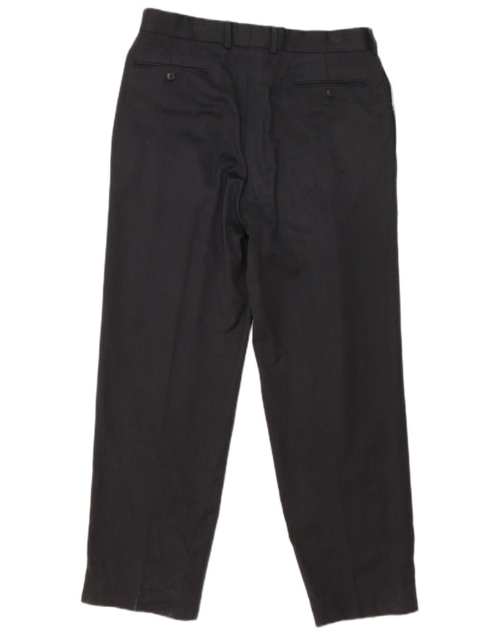 Marks & Spencer Pantalón de traje con pinzas para hombre W34 L30 Lana gris