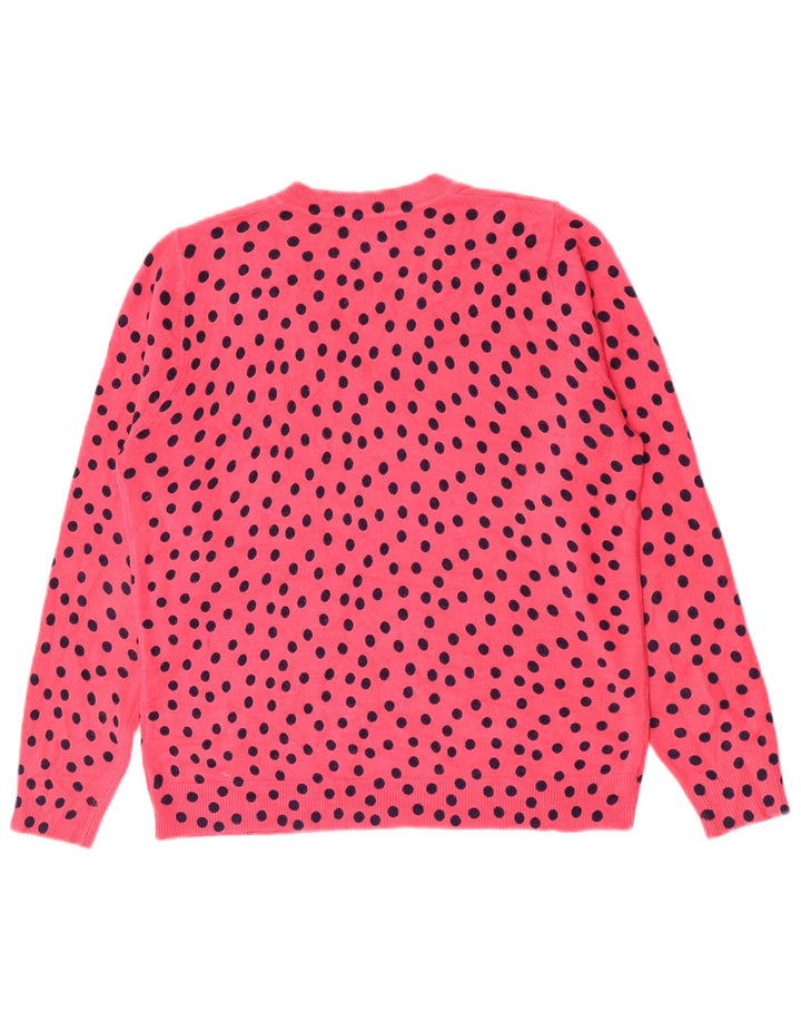 Marks & Spencer Suéter con Cuello en V para Mujer UK 44 Mediano Rosa Lunares