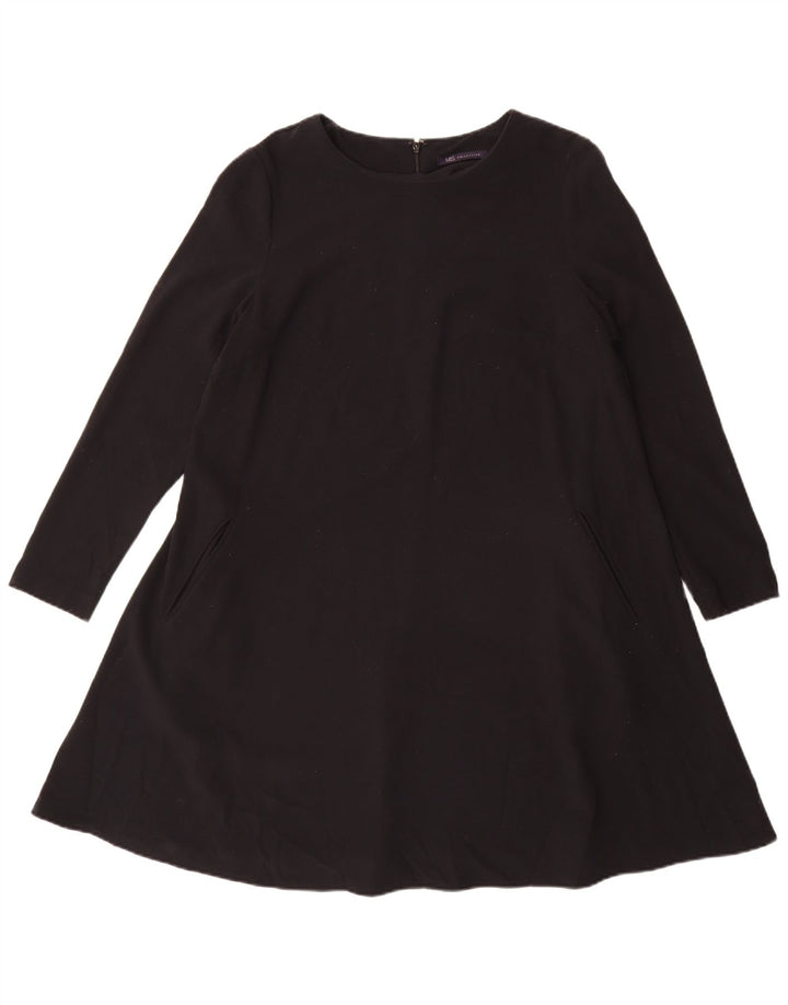 Marks & Spencer Vestido acampanado de manga larga para mujer UK 44 Grande Poliéster negro