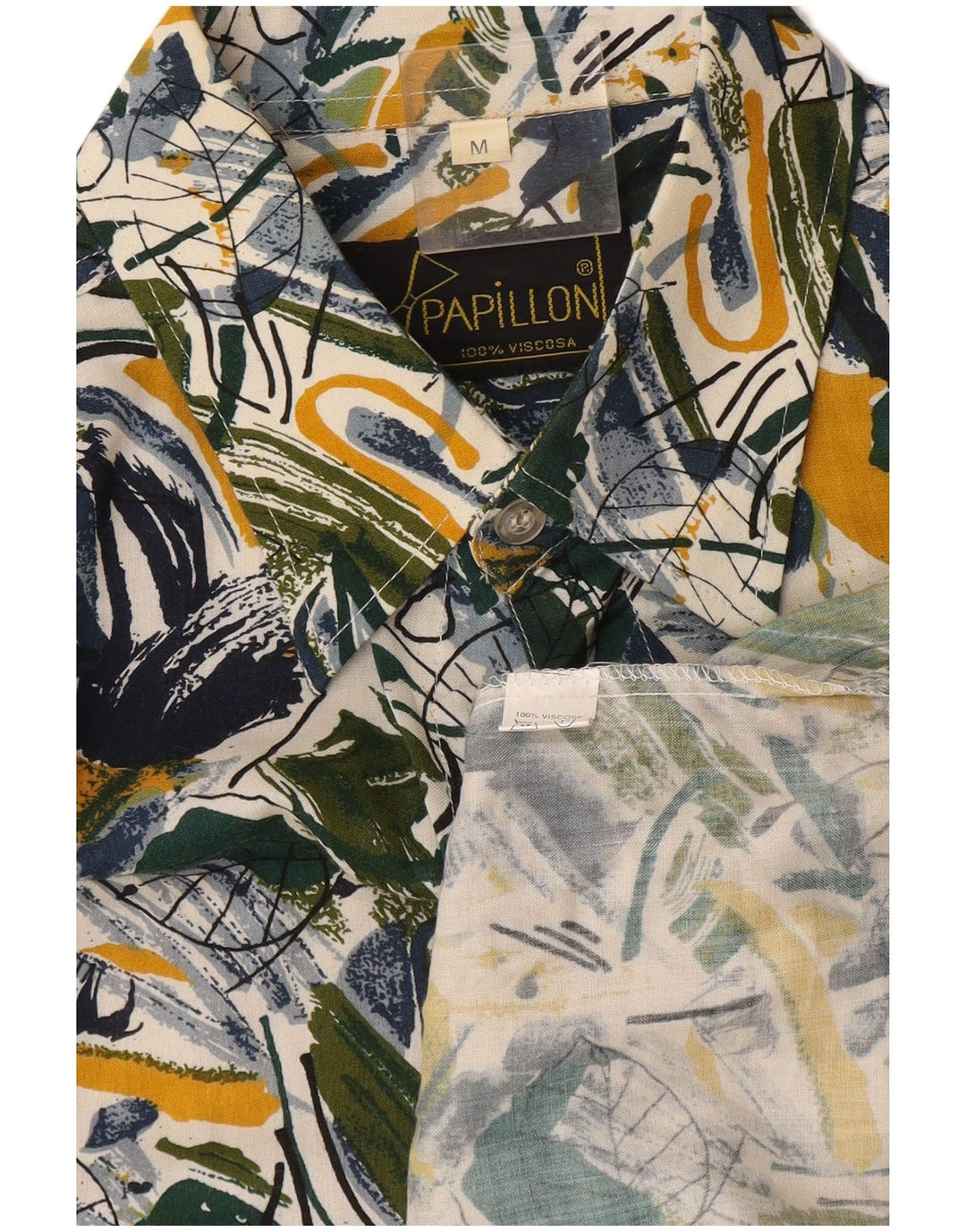 Papillon Camisa de manga corta con estampado abstracto para hombre, talla mediana, multicolor