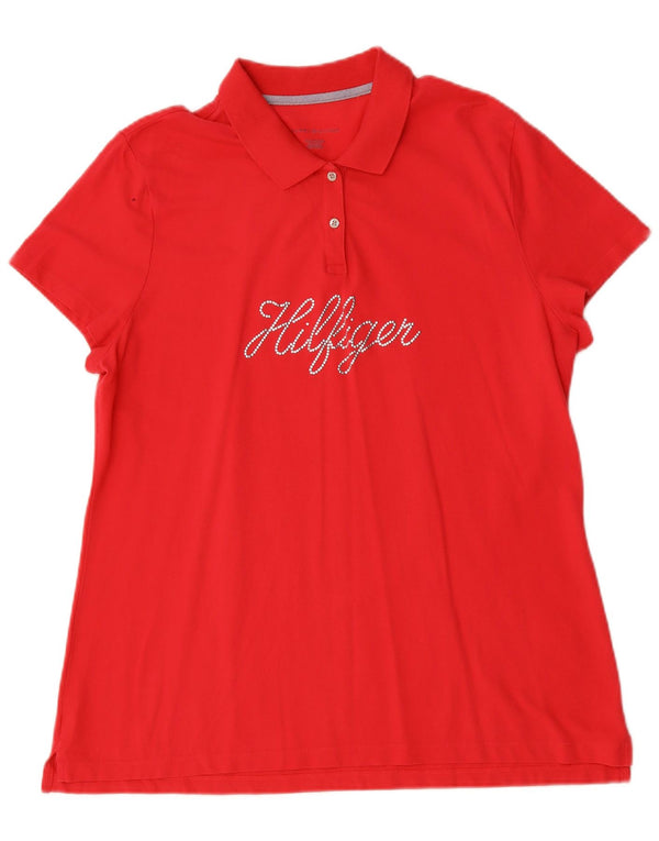 TOMMY HILFIGER Polo gráfico para mujer UK 20 2XL Algodón rojo