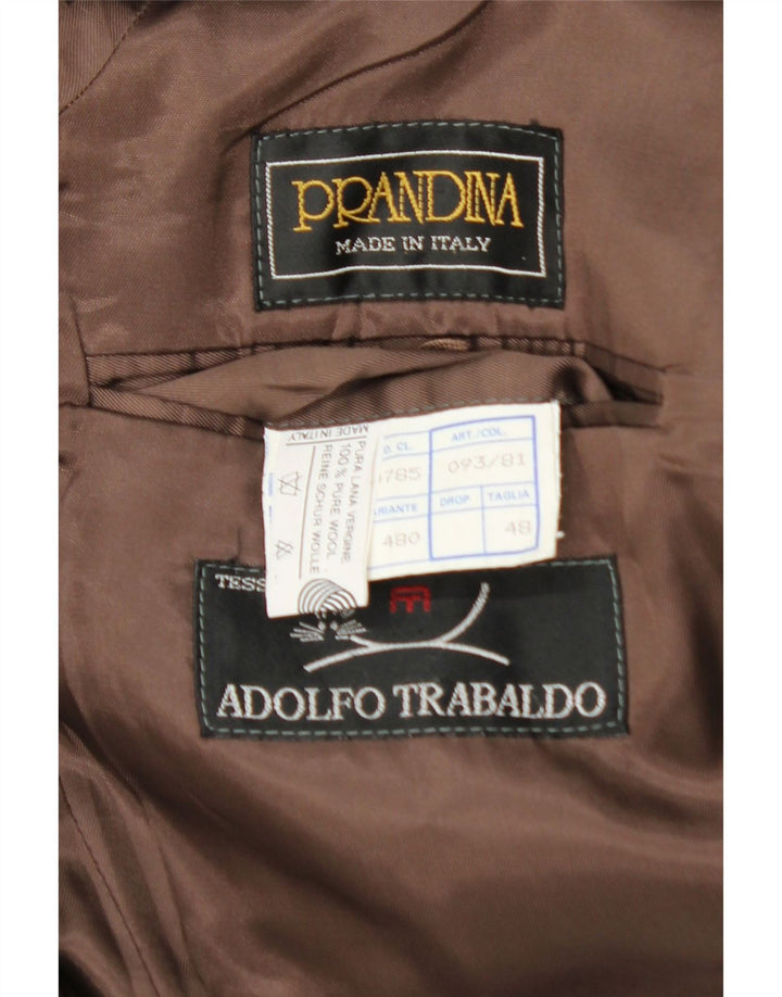 Gabardina Prandina Hombre IT 48 Lana Virgen A Cuadros Marrón Medio
