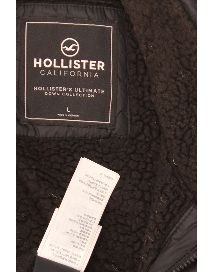 Hollister Mens Graphic Chaqueta Acolchada Reino Unido 40 Grande Negro