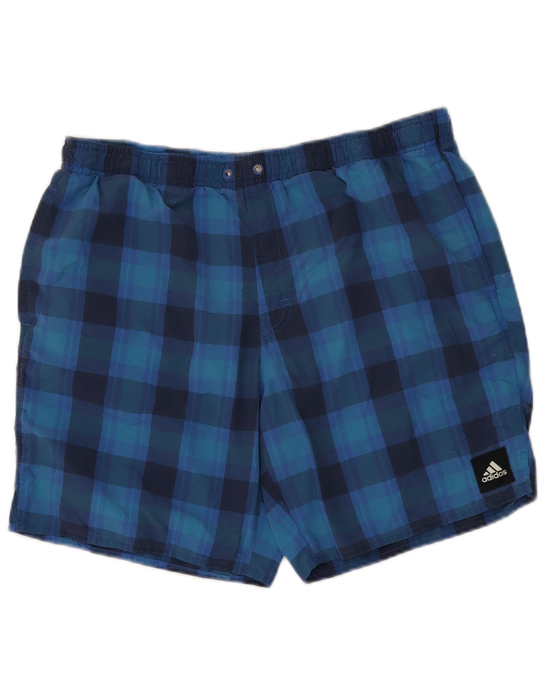ADIDAS Bañador para hombre, talla grande, nailon a cuadros azules