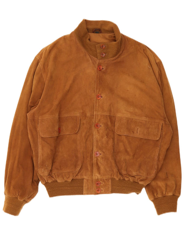 Vintage hombres ante bomber chaqueta IT 48 marrón medio